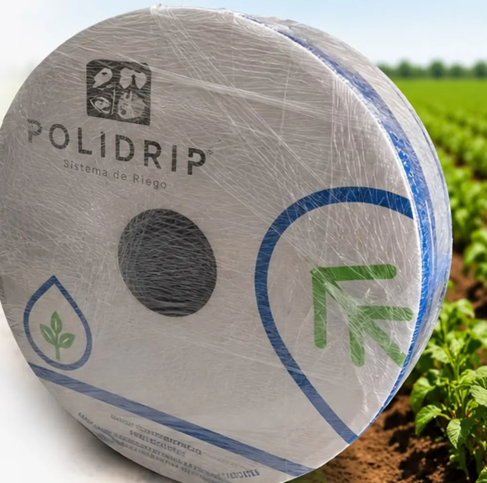 Rollo de cintilla de riego Polidrip de 3,000 metros a pie de surco