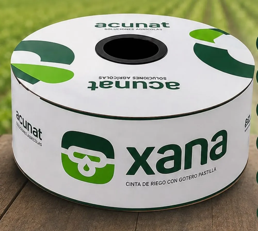 Rollo de cinta de riego Xana de Acunat, con gotero de pastilla
